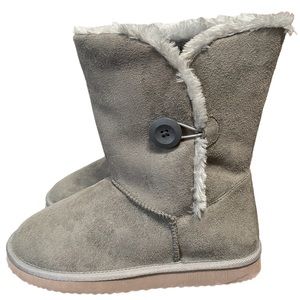 NWOT Aeropostale Gray Faux Suede Faux Fur Lined Mid Calf Boots Size 9